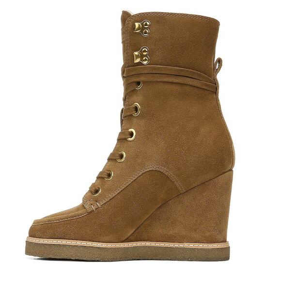 Veronica Beard Ananya Wedge Bootie Water Repellent Suede Hazelwood 9.5 - Picture 5 of 11